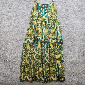 Peruvian Connection Womens Midi Dress Size 8 Multicolor Geometric Flowy Boho